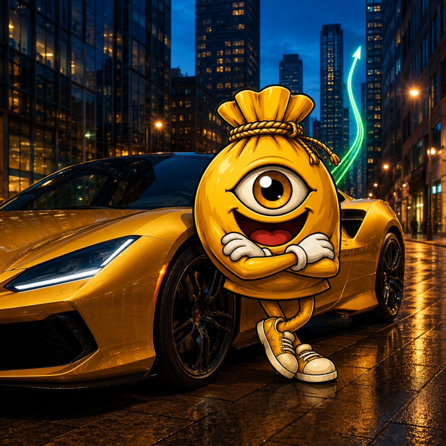 $BAG with gold supercar